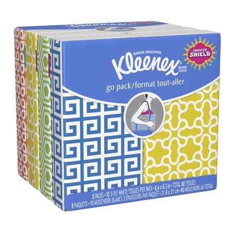 Kleenex Facial Tissue Pocket Packs 3-Ply White Pack of 12