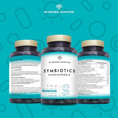 Fermenti lattici. Probiotici e Prebiotici Insieme. 40 miliardi di Batteri Probiotici Naturali con Inulina. 6 ceppi batterici. 60 Capsules N2 Natural Nutrition - 6