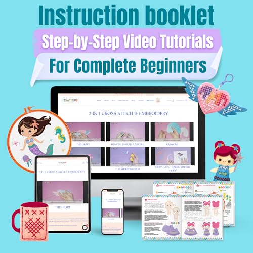 Image of 2-in-1 Cross Stitch & Embroidery Kit for Kids - 8 Beginner Projects