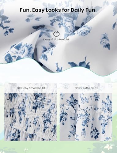 Image of PATPAT Family Matching Outfits Mommy and Me Dresses Floral Dress & T-Shirts | Mommy and Me Easter Dresses, Puff Sleeve Floral Sundress, Cotton Blend T-shirts, Couples Party Wedding Vacation Outfits