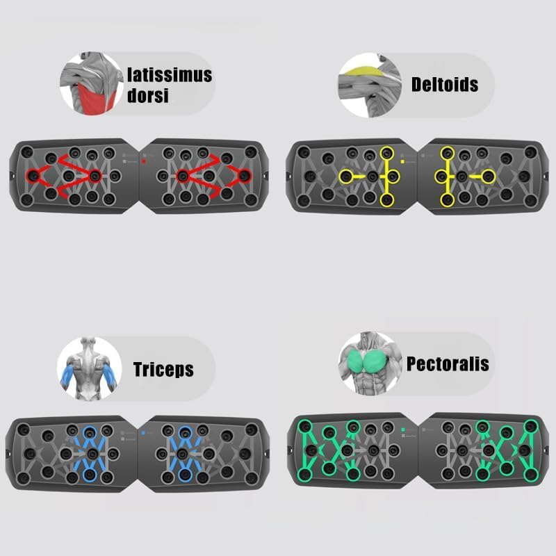 Rocuma Push-up Board,Rocuma Foldable Pushup Board for Home Gym,28 Holes Full Body Fitness Board Larger and thicker With non-slip bottom pad for Home Gym (Set A)