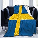 WUQUWU Swedish Flag Ultra-Soft Micro Fleece Blanket Throw All Seasons, Lightweight Warm for Bed or Couch