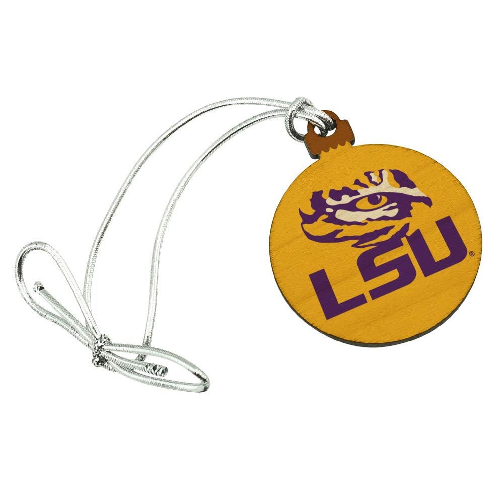 GRAPHICS & MORE LSU Tiger Eye on Yellow Mini Small Tiny Wood Christmas Tree Holiday Ornament