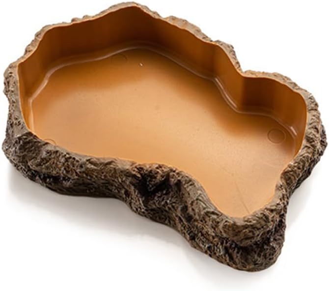 Large Simulation Rock Reptile Feeding Bowls Resin Ball Python Iguana Bearded Dragon Tortoise Food Water Dish Bathing Bowl Habitat Accessories L