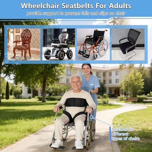Image of Wheelchair Seat Belt,Wheelchair Harness for Dementia Patients Falling Out,Adjustable Anti-Slip Straps for Adults,The Elderly,Pregnant,Paralyzed(Black)
