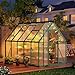 Takywep 6 x 9 FT Walk-in Outdoor Greenhouse with Polycarbonate Panels, Heavy Duty Aluminum Frame Greenhouse Kit with Lockable Door, Adjustable Roof Vent & Large Interior for Garden Planting, Green