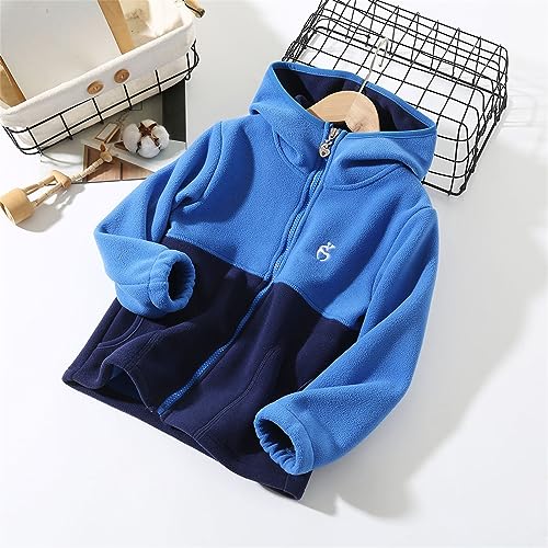 Toddler Girls Boys Zip up Sherpa Jacket Casual Collared Color Block Athletic Coat Fall Winter Thick Warm Outfits with Hood3