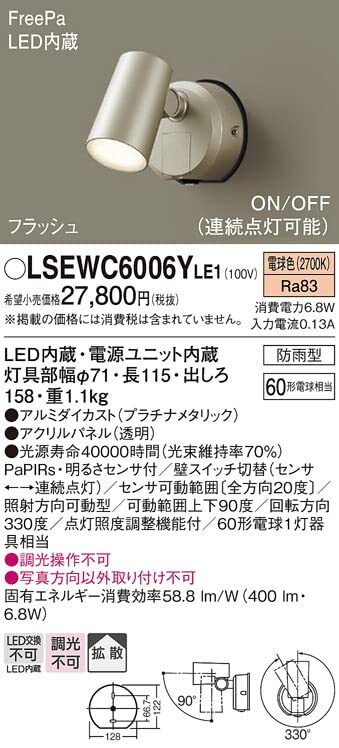 Amazon.co.jp: パナソニック(Panasonic) 壁直付型 LED(電球色