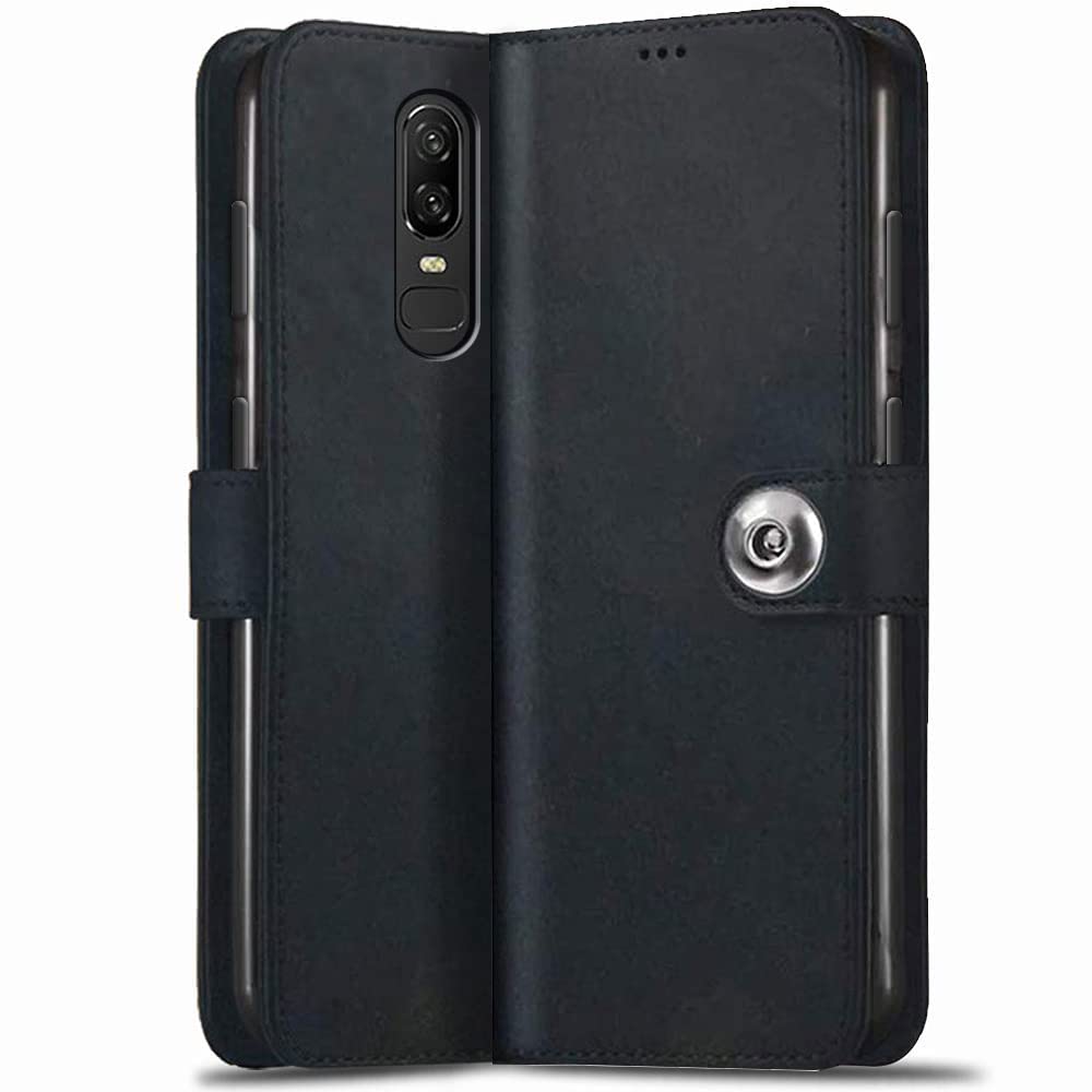 TheGiftKart Genuine Leather Finish Flip Back Cover Case for OnePlus 6 | Inbuilt Pockets & Stand | Wallet Style | Designer Button Magnet Flip Cover Back Case for OnePlus 6 (Brown) (B0BSTVSG2X) Amazon Price History, Amazon Price Tracker