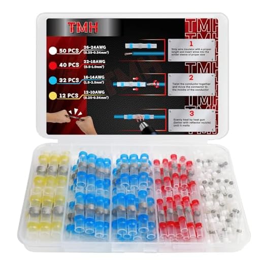 TMH 134 PCS Solder Seal Wire Connectors Kits, Solderless Heat Shrink Waterproof Terminal Insulated Electrical Splice for Automotive Marine Boat Stereo