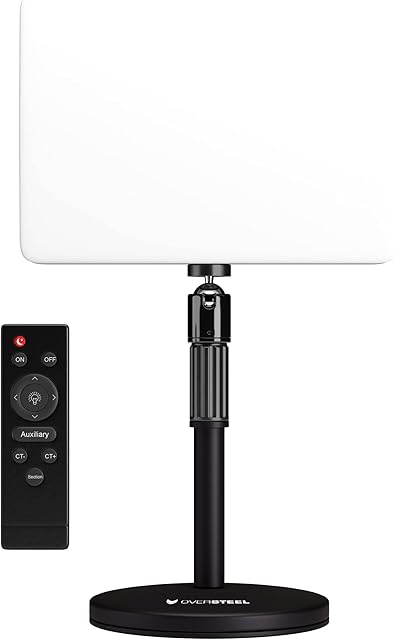 Oversteel - Chromius Lampa strumieniowa LED ze stojakiem, regulowana temperatura barwowa 3000-6500K, pilot zdalnego sterowania