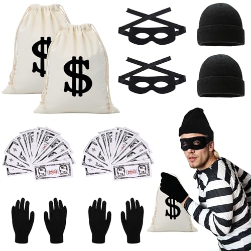 Disfarce de ladrão de bancos, 10 peças disfarces ladrão homem mulher, acessórios de vestido de ladrões, acessório para cosplay de ladrões, para carnaval, Cosplay, festa de disfarces