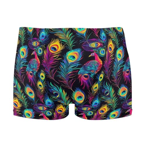 Peacock Feather Mens Swim Trunk Swimwear Bathing Suit Swim Brief Square Leg Board Short S B0403354