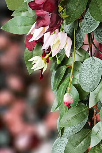 Ponatia Burgundy Wedding Artificial Arch Flowers Kit (Pack Of 3) With 26Ft Shiny Burgundy Arch Draping Fabric, Arch Flowers For Wedding Ceremony And Reception Backdrop Decoration (Burgundy & Blush) #TOP7