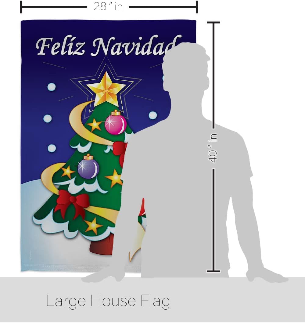 Breeze Decor Felíz Navidad House Flag Winter Christmas Santa Marry Xmas Present Reindeer Season Wintertime Snow Decoration Banner Small Garden Yard Gift Double-Sided, Made in USA