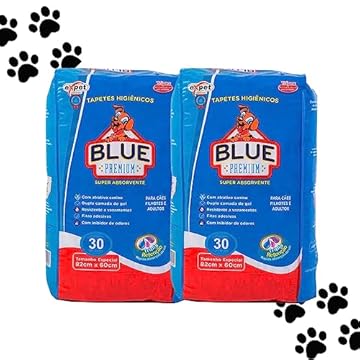 Kit Com 2 Tapete Higiênico Para Cães Blue Premium 30 Unidade