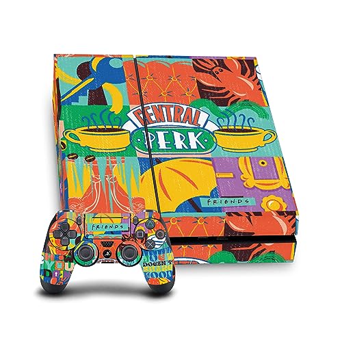 Head Case Designs Offizielle Friends TV Show Central Perk Ikonische Grafiken Vinyl Haut Gaming Aufkleber Abziehbild kompatibel mit Sony PlayStation 4 PS4 Console and DualShock 4 Controller Bundle