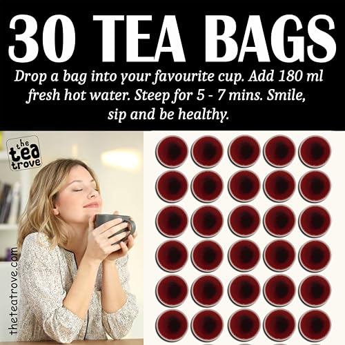 Image of The Tea Trove Sea Buckthorn Berry Tea Bags 30 Count | Seabuckthorn Herbal Blend with Rose Petals and Hibiscus | Sea Buckthorn Leaf Tea | 45g
