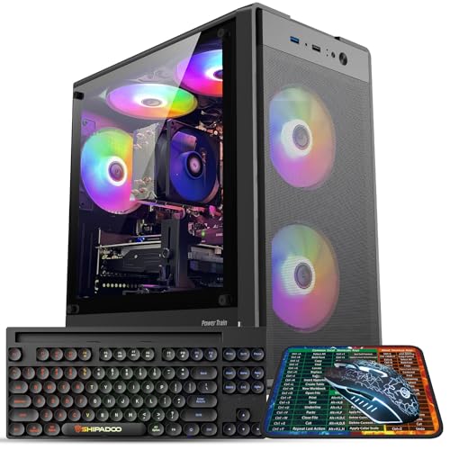 Gaming PC Computer Desktop,AMD Ryzen 5 5500 up to 4.2GHz, Radeon RTX 2060 6G, 16G, DDR4, 1TB SSD, WiFi 6, RGB Fan x5, Tower Computers Windows 11 Home