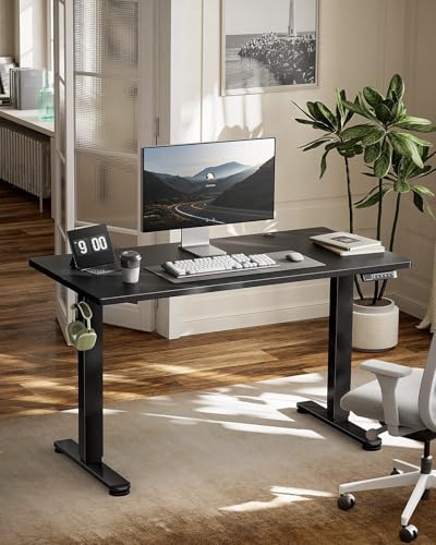 Image of Marsail Standing Office Desk,Adjustable Heights,Stand Up Desk,55x28 Inches Desktop Sit Stand Home Office Gaming Computer Desk with 4 Memory Presets,Headphone Hook,Cable Organizer,Black.