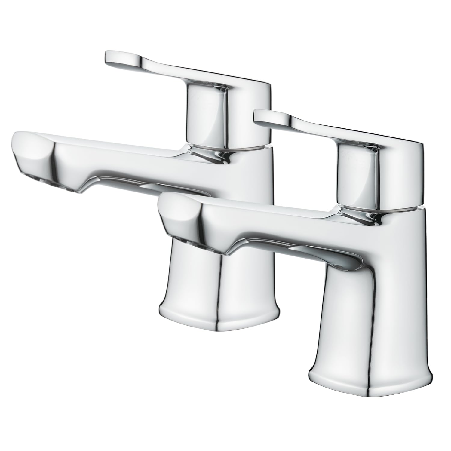 Ankoory Bathroom Basin Pillar Tap, A Pair of Bathroom Sink Taps, Modern Twin Mono Faucets for 2 Hole Basin, 1/4 Turn 2 Pcs Faucets, Solid Brass (Chrome)