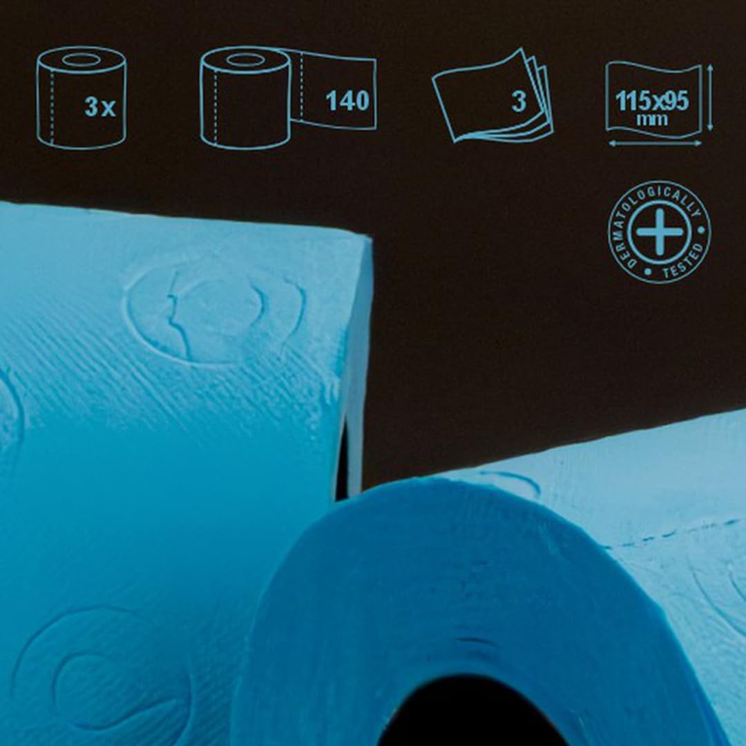 Roll-Lux Gift Box 3 Rolls Colored Toilet Paper - Vibrant Multicolor Collection - Soft & Absorbent - Ideal for Special Occasions, Birthday & Home Decor (Blue)