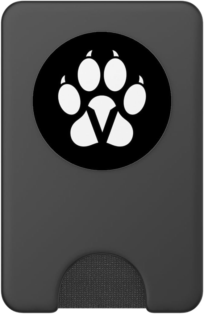 cat paw Print Kitten pet Initial Letter V Monogram Graphic PopSockets PopWallet for MagSafe image 2