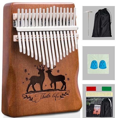 Kalimba Thumb Piano 17 Keys,Portable Mbira Finger Piano Beginners C Key with Music Book, Tuning Hammer, Storage bag, Christmas Gifts for Adults,Kids,Teenagers,Music Lovers