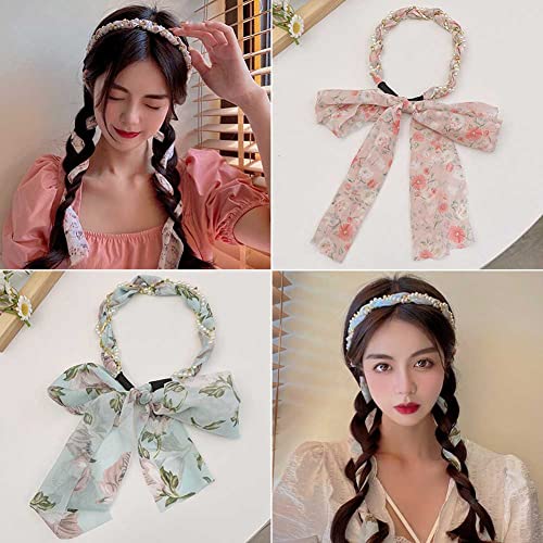 2Pcs Retro Long Ribbon Headband, Magic Hair Clips For Women, Satin Fabric Hair Bands, Ribbon Scarf Headbands For Women, Non-Slip Cross Knotted Fabric Clip Hairband For Women, Boho Girls Hair Accessories #TOP17