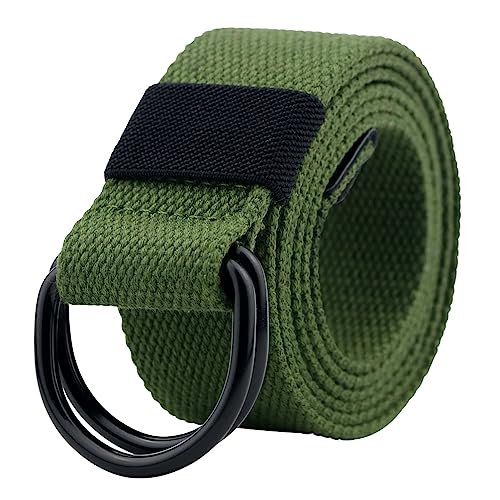 Image of Web Fabric Canvas Belt for Men Women with Double D Ring Buckle 1.5in Wide