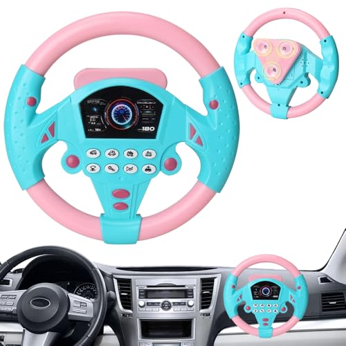 YANGUN Lenkrad Kinder Spielzeug, Simulierter Tragbarer Fahrregler mit 360° Rotation, Interaktives Lenkrad Lernspielzeug mit Lichtern und Geräuschen,Simulation im Auto,Geschenk für Kleinkinder Kinder