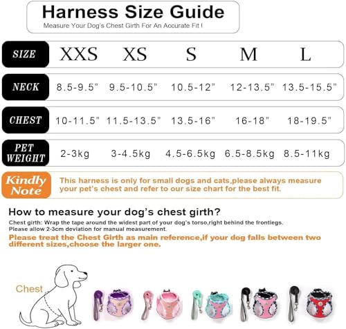 Hipubby Dog Harness Small Sized and Leash Set, No Pull Adjustable Reflective Step-in Puppy Pet Vest Harnesses for Small Medium Large Dogs and Cats - Pink, XS - Image 6