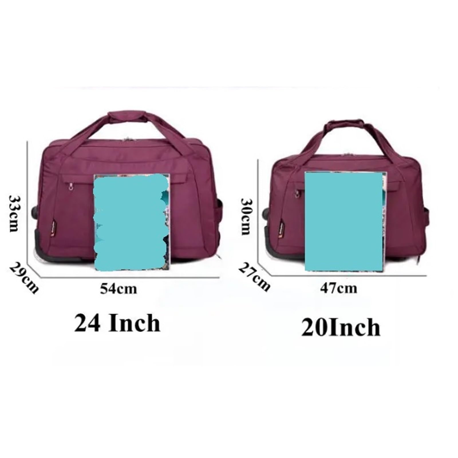 Bolsa de Viaje Bolsa de Viaje con Ruedas, Impermeable, Nailon, for Cabina, Equipaje Mano, Maleta, Bolsas(Green 22 Inch)