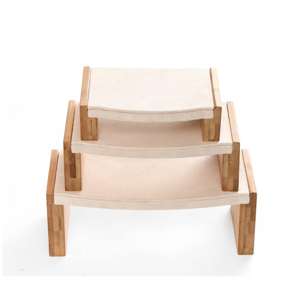 Torri dei gioielli Set di raschietti for gioielli in 3 pezzi Supporti a più livelli in legno for desktop