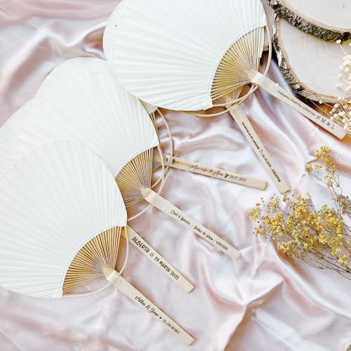 MONAMI - Pacote de 10 pai personalizado bambu. Gravado na haste com data e nomes. Vários modelos para escolher, ideais como detalhes para casamento, batizado, comunhão ou empresa.