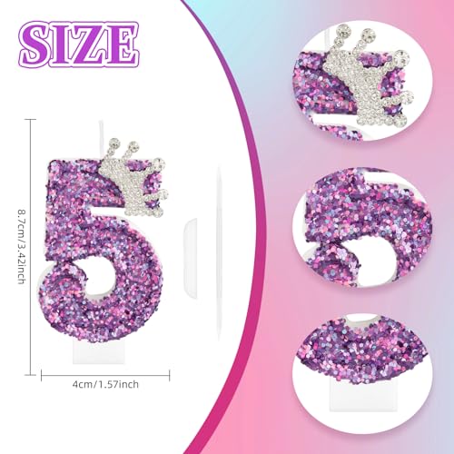 Bougies de 10e anniversaire violettes pour fête et gâteau de princesse