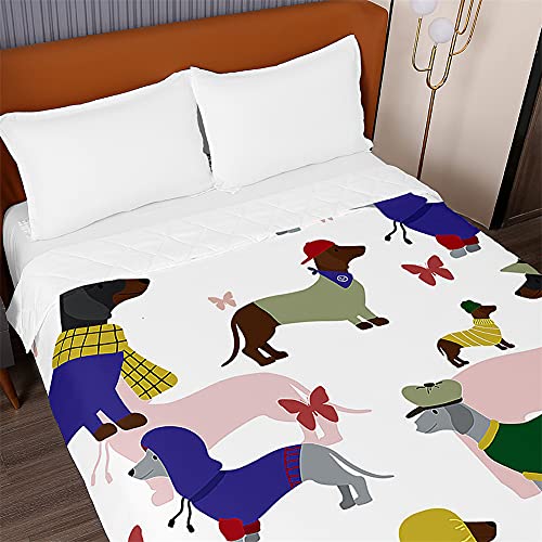 Dessus de lit microfiber matelassé avec couverture de lit 3D teckel rouge - 3
