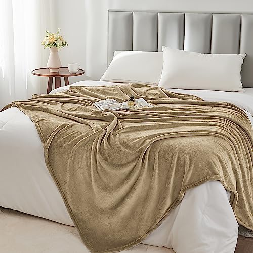 Image of BEDELITE Fleece Blanket Queen Size Camel Throw Blankets for Couch & Bed, Luxury Plush Cozy Fuzzy Blanket 90x90 inches, Super Soft Warm Lightweight Throw Blanket for Travel Camping