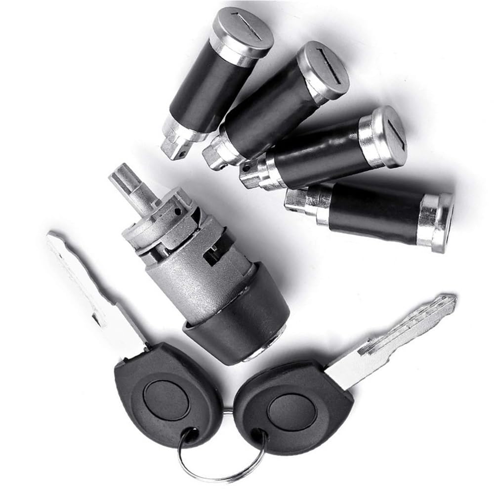 Ignition Barrel Compatible with VW for T4 for Caravelle 1990-2003 Car Start Switch Door Lock Cylinder Ignition Switch 4 Door Lock Barrel 2 Keys