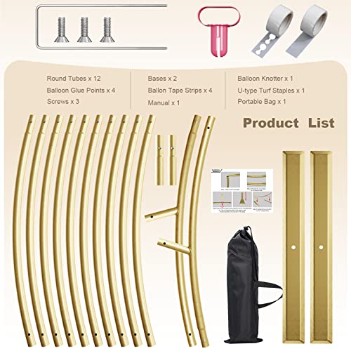 Qzer Gold Round Arch Backdrop Stand 6.6Ft Aluminum Circle Balloon Arch Stand For Wedding Anniversary Birthday Party Graduation Baby Shower Decoration Rust Resistant Stable Stands #TOP6