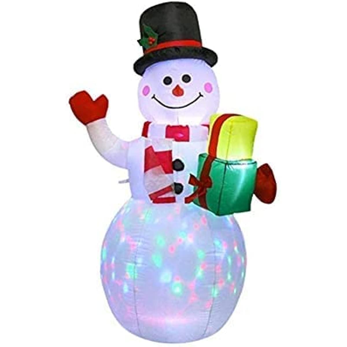 Bonhomme de neige gonflable de 1,5 m avec souffleur intégré et lumières LED rotatives colorées, pour cour, jardin, extérieur