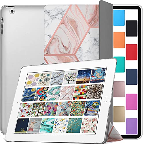 Image of DuraSafe Cases for iPad 9.7 Inch 4 3 2 Generation [iPad 4th 3rd 2nd Old Model ] A1458 A1416 A1395 A1458 A1416 A1395 MC705HN /A MD328HN /A Printed iPad Cover with Frosted Hard Back - Marble Pink
