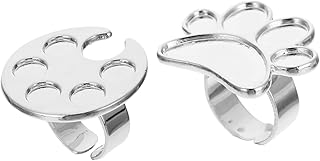 Beavorty 2 Pçs Paleta De Arte Para Unhas Mini Paleta De Mistura De Esmaltes De Gel Para Unhas Anel De Cor Placa De Exibição De Maquiagem Palete Placa De Manicure Bandeja De Paleta Anel