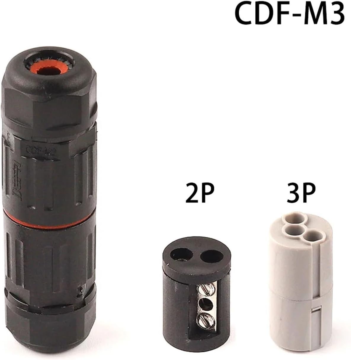 10Pcs IP68 2/3 Pin Waterproof Straight Connector Electrical Wire CableConnector Outdoor Socket Terminal Block Junction(3P CDF M3 4-7mm)