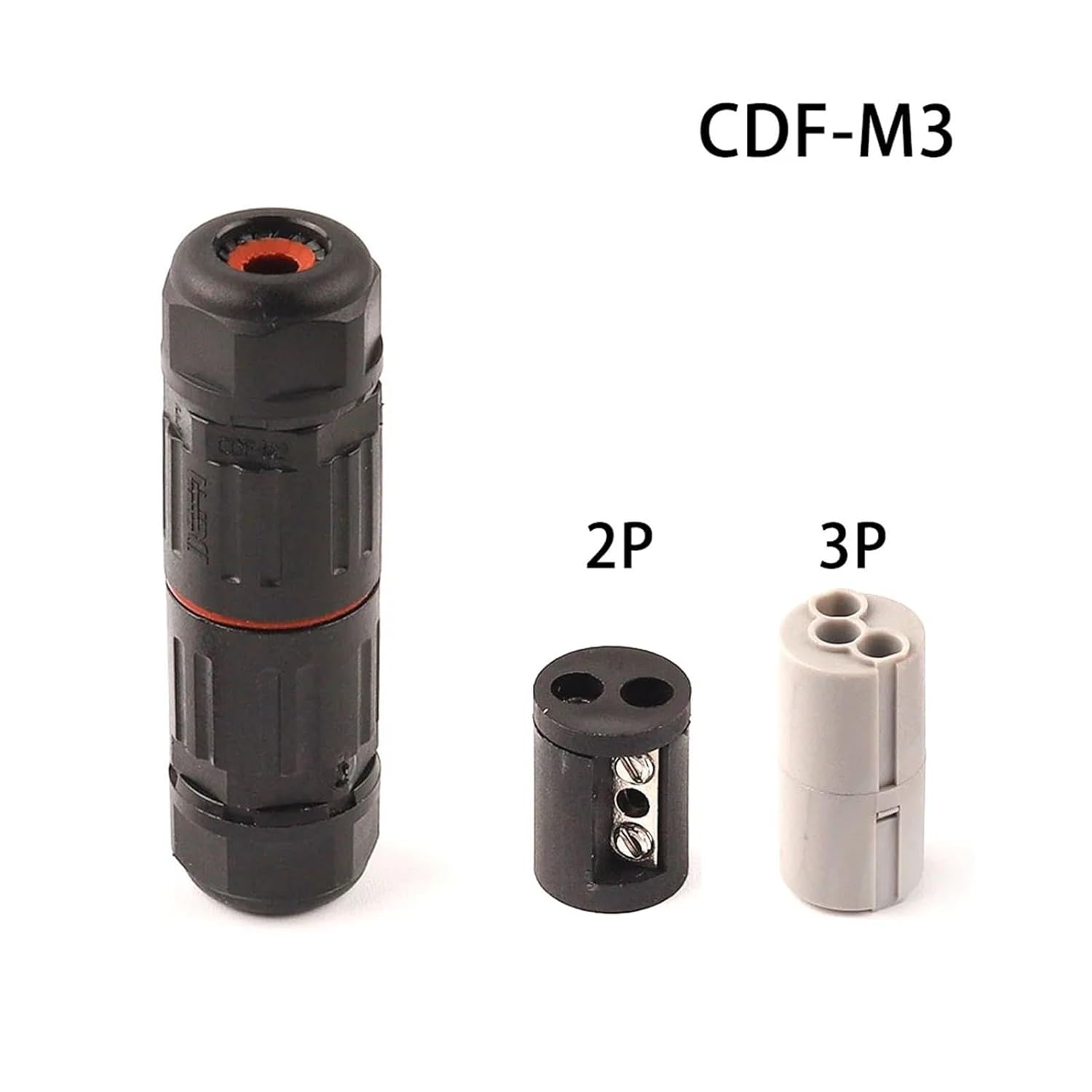 10Pcs IP68 2/3 Pin Waterproof Straight Connector Electrical Wire CableConnector Outdoor Socket Terminal Block Junction(2P CDF M3 4-7mm)