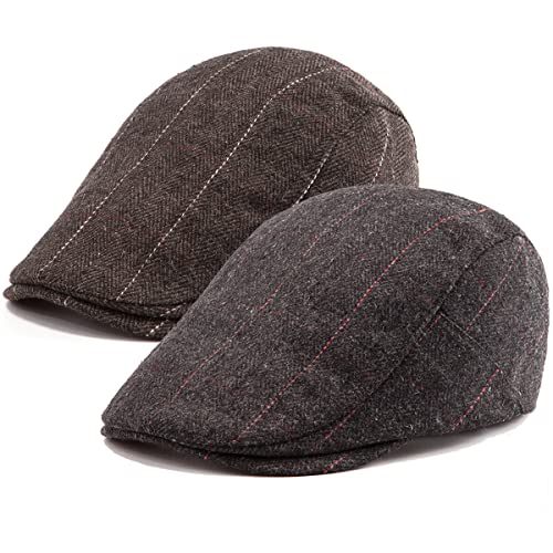LADYBRO Tweed Newsboy Cabbie Flat Cap - Wool Hat Men Ivy Cap Irish Hunting Newsboy Cap