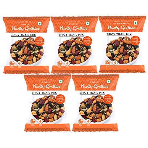Image of Nutty Gritties Spicy Trail Mix 120g (Pack of 5 x 24g) | Crunchy, Tasty, Dry Roasted | Zero Oil | Healthy On-the-Go Snack | Resealable Pouch