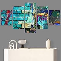 SIGNWIN 5 Panel Canvas Wall Art Modern Art Decorative Decorative Elements Digital Art Multicolor Patterns Urban for Home Decorations Ready to Hang - 60