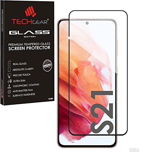 TECHGEAR Finger ID Glass Screen Protector for Samsung Galaxy S21 / S21 5G – Full Glue Tempered Glass, Crystal Clarity, Scratch-Resistant