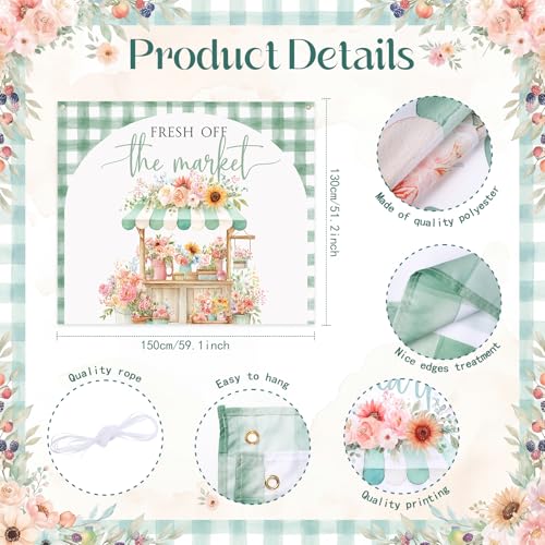 Image of Coume Fresh off the Market Sign Bridal Shower Banner Wall Hanging Hand Lettering Decorations for Wedding Bridal Shower Bachlorette Party Wall Backdrop Decor 59.1 x 51.2 Inch